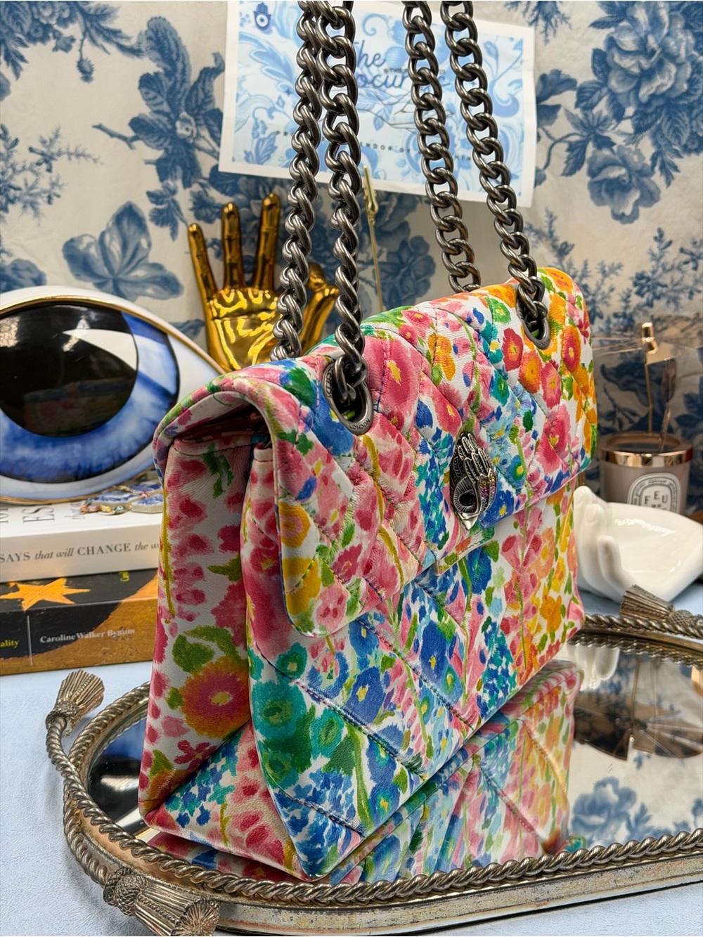 🆕 KURT GEIGER LONDON 🧿 NWOT Floral Couture Kensington Bag, Bright Floral Print - Picture 4 of 16